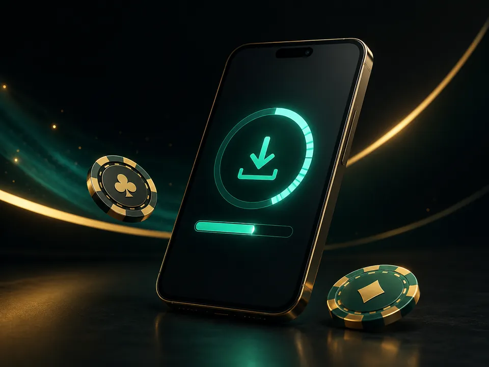 Смартфон со знаком загрузки и игровые фишки